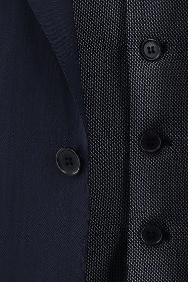 Koyu Lacivert Slim Fit Dar Kesim Yünlü Kombinli Takım Elbise