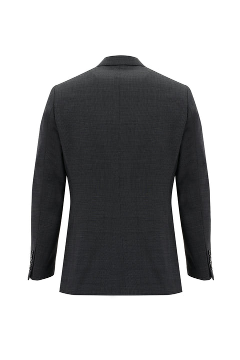 Siyah 6 Drop Regular Fit Standart Kesim Yünlü Kombinli Yelekli Takım Elbise