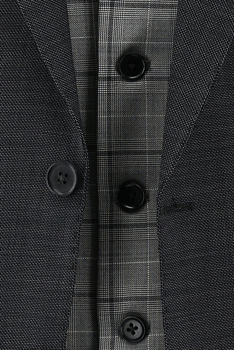 Siyah 6 Drop Regular Fit Standart Kesim Yünlü Kombinli Yelekli Takım Elbise