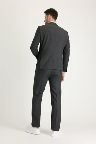  Orta Antrasit 7 Drop Slim Fit Dar Kesim Çizgili Kruvaze Takım Elbise