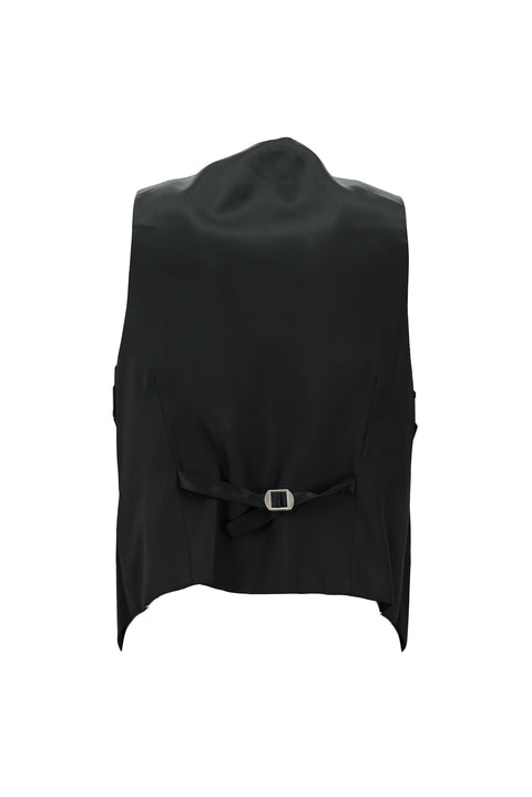 Siyah 7 Drop Slim Fit Dar Kesim Mono Yaka Yelekli Smokin & Damatlık