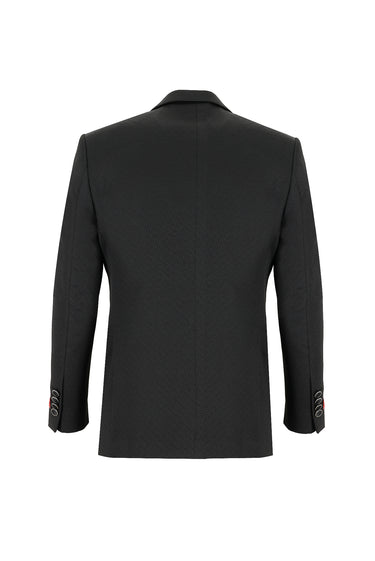  Siyah Slim Fit Dar Kesim Mono Yaka Yelekli Smokin & Damatlık