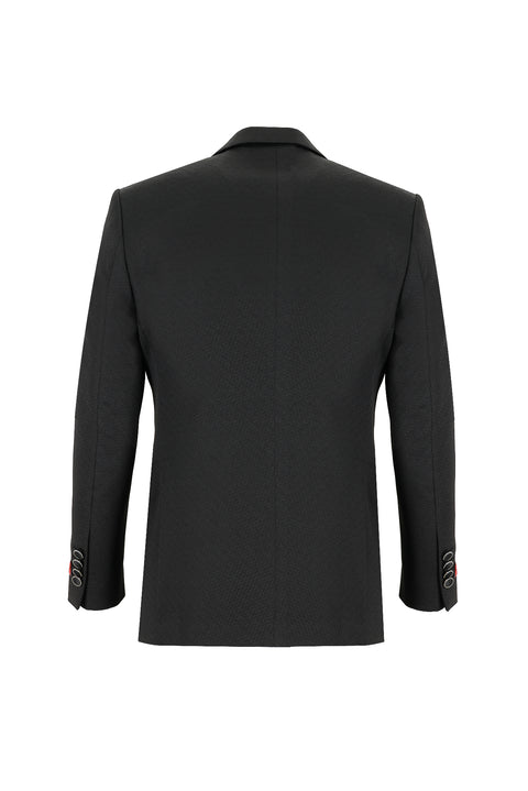 Siyah 7 Drop Slim Fit Dar Kesim Mono Yaka Yelekli Smokin & Damatlık