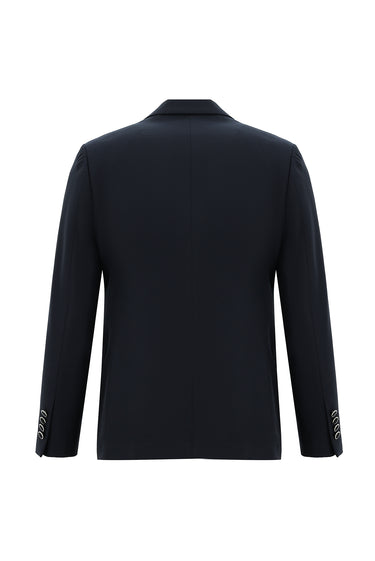  Orta Lacivert Slim Fit Dar Kesim Mono Yaka Yelekli Smokin & Damatlık