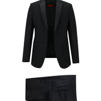 Siyah Slim Fit Dar Kesim Mono Yaka Smokin & Damatlık