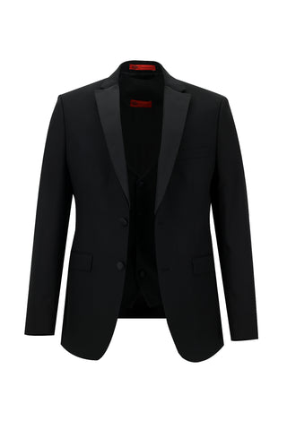  Siyah 7 Drop Slim Fit Dar Kesim Mono Yaka Smokin & Damatlık