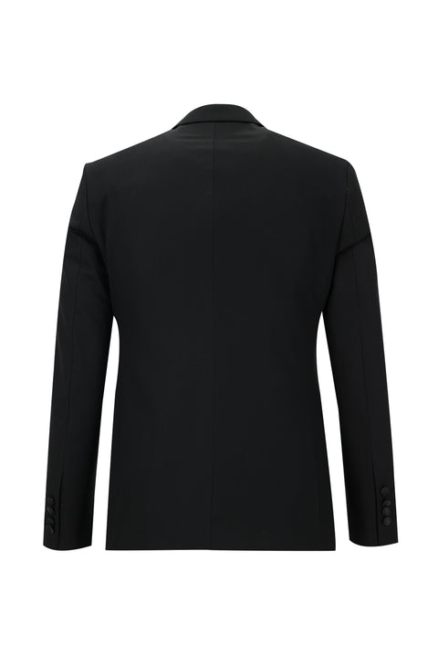 Siyah 7 Drop Slim Fit Dar Kesim Mono Yaka Smokin & Damatlık