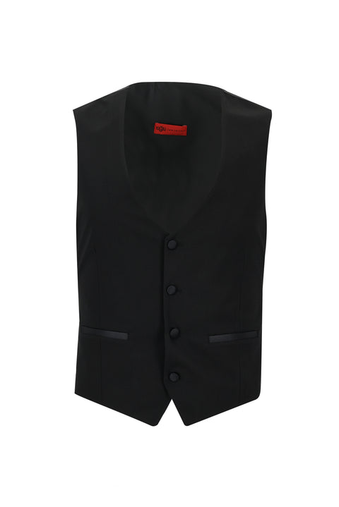 Siyah 7 Drop Slim Fit Dar Kesim Mono Yaka Smokin & Damatlık