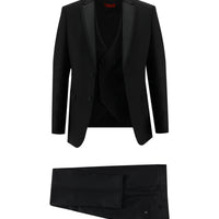 Black 7 Drop Slim Fit Narrow Cut Mono Collar Tuxedo & Groom Suit
