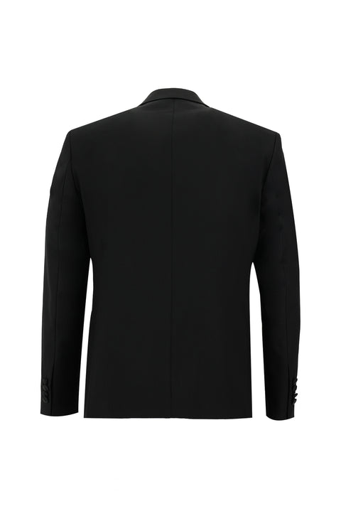 Black 7 Drop Slim Fit Narrow Cut Mono Collar Tuxedo & Groom Suit