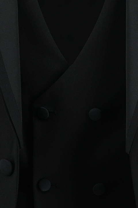 Black 7 Drop Slim Fit Narrow Cut Mono Collar Tuxedo & Groom Suit