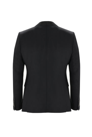Siyah Slim Fit Dar Kesim Şal Yaka Yelekli Smokin & Damatlık
