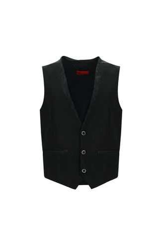  Siyah 7 Drop Slim Fit Dar Kesim ?al Yaka Yelekli Smokin & Damatl?k-Ki??l?