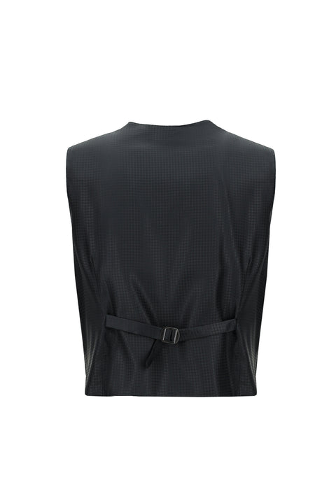 Siyah 7 Drop Slim Fit Dar Kesim Şal Yaka Yelekli Smokin & Damatlık