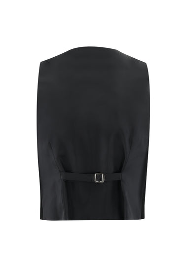 Siyah Slim Fit Dar Kesim Şal Yaka Yelekli Smokin & Damatlık