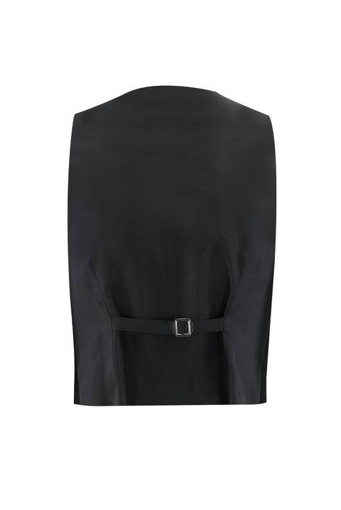 Siyah 7 Drop Slim Fit Dar Kesim Şal Yaka Yelekli Smokin & Damatlık