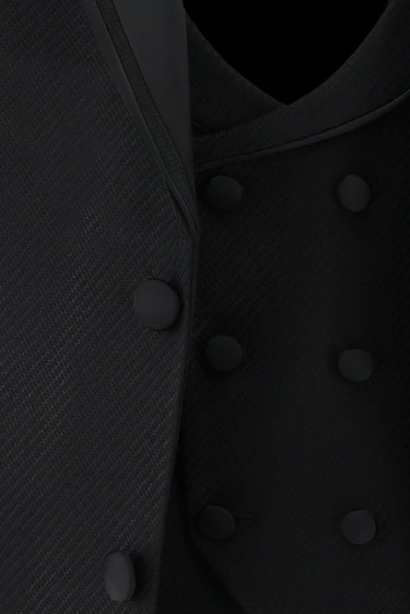 Siyah Slim Fit Dar Kesim Şal Yaka Yelekli Smokin & Damatlık