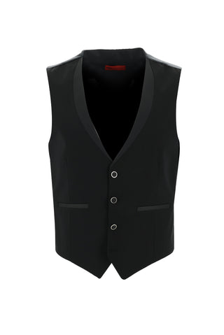  Siyah Slim Fit Dar Kesim Şal Yaka Yelekli Smokin & Damatlık