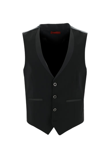 Siyah Slim Fit Dar Kesim Şal Yaka Yelekli Smokin & Damatlık