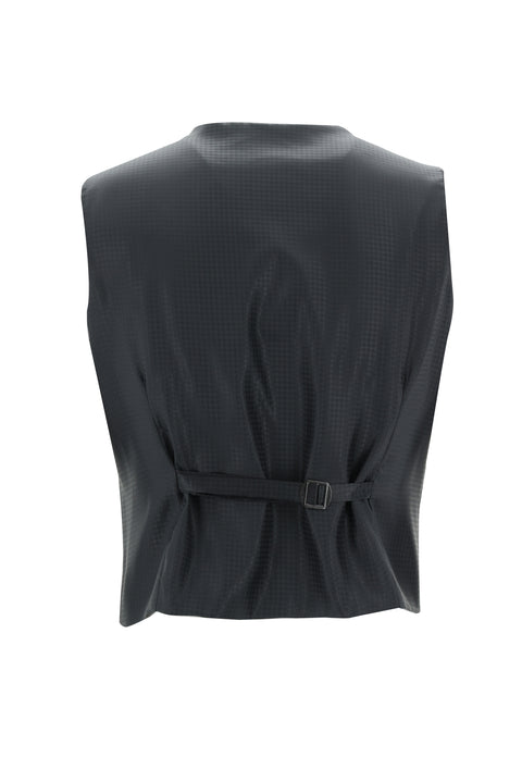 Siyah 7 Drop Slim Fit Dar Kesim Şal Yaka Yelekli Smokin & Damatlık