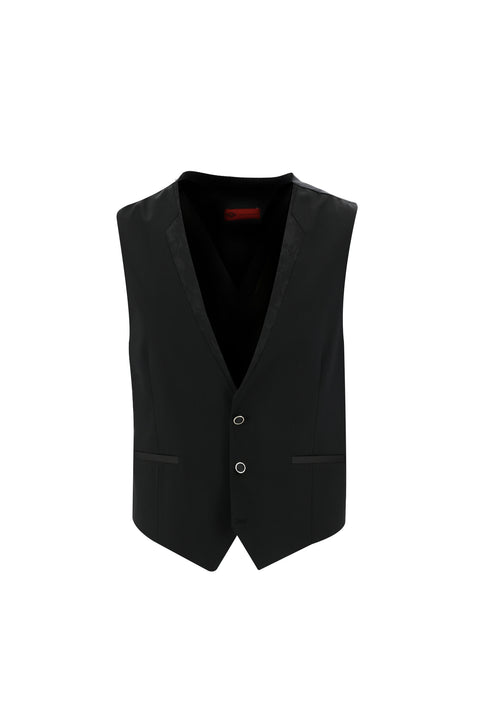 Black 7 Drop Slim Fit Narrow Cut Shawl Collar Vest Tuxedo & Groom Suit