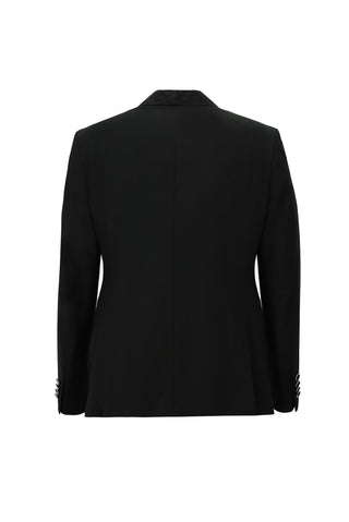  Siyah Slim Fit Dar Kesim Şal Yaka Yelekli Smokin & Damatlık