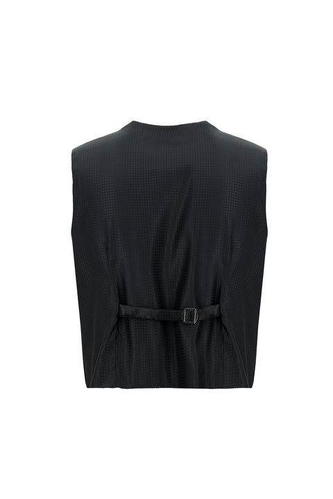 Siyah 7 Drop Slim Fit Dar Kesim Şal Yaka Yelekli Smokin & Damatlık