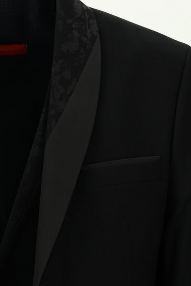 Siyah Slim Fit Dar Kesim Şal Yaka Yelekli Smokin & Damatlık