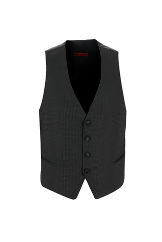  Siyah Slim Fit Dar Kesim Şal Yaka Yelekli Smokin & Damatlık