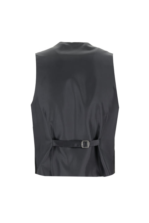 Siyah 7 Drop Slim Fit Dar Kesim Şal Yaka Yelekli Smokin & Damatlık