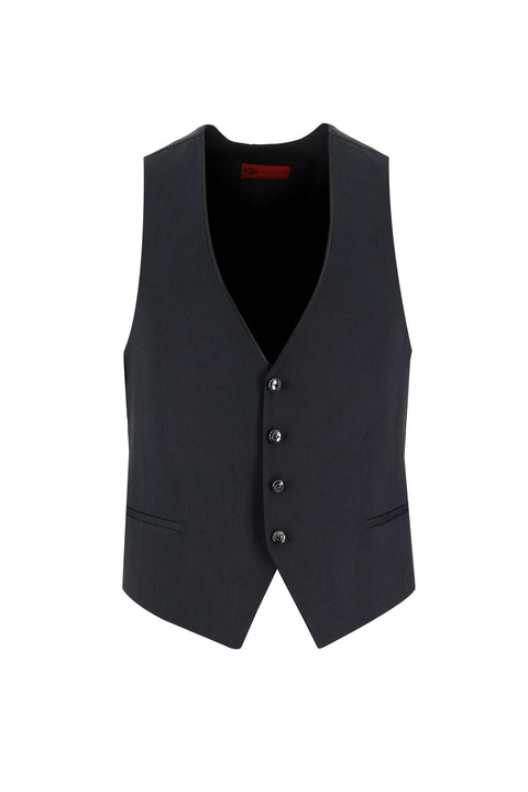 Siyah 7 Drop Slim Fit Dar Kesim Sivri Yaka Yelekli Smokin & Damatlık