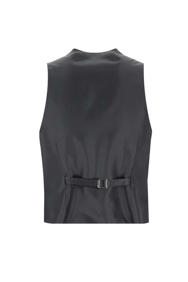 Siyah Slim Fit Dar Kesim Sivri Yaka Yelekli Smokin & Damatlık