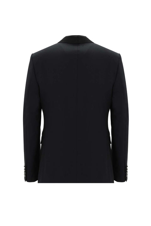 Siyah 7 Drop Slim Fit Dar Kesim Şal Yaka Yelekli Smokin & Damatlık