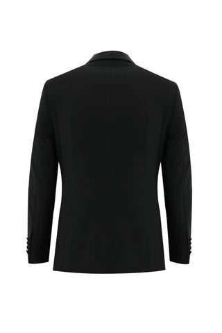  Siyah 7 Drop Slim Fit Dar Kesim Şal Yaka Yelekli Smokin & Damatlık