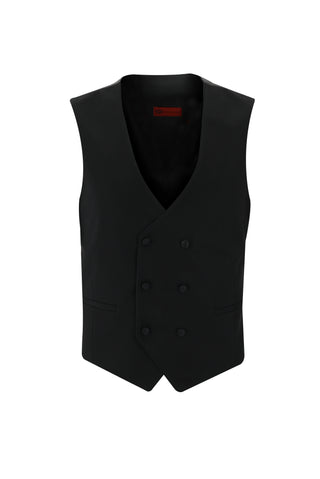  Siyah 7 Drop Slim Fit Dar Kesim Şal Yaka Yelekli Smokin & Damatlık