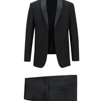 Siyah Slim Fit Dar Kesim Şal Yaka Yelekli Smokin & Damatlık