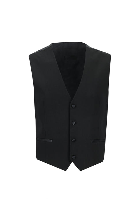 Siyah 7 Drop Slim Fit Dar Kesim Şal Yaka Yelekli Smokin & Damatlık