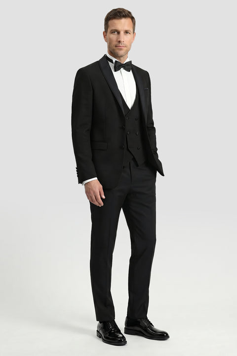 Siyah 7 Drop Slim Fit Dar Kesim Smokin & Damatlık