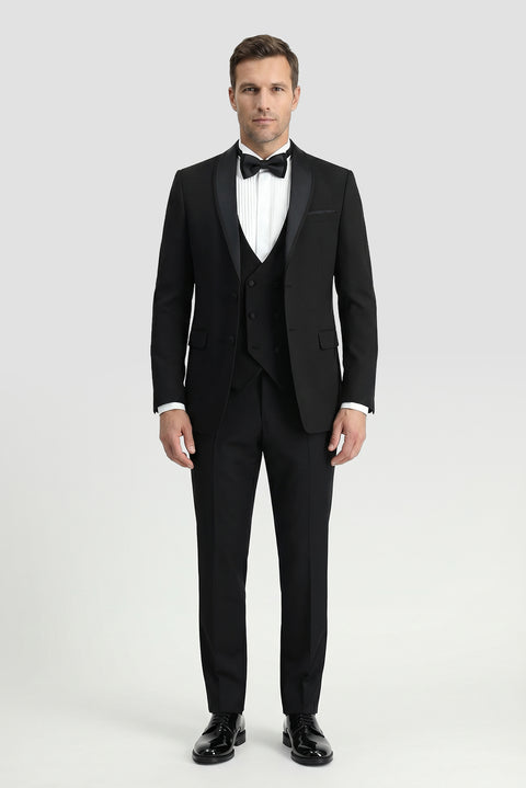Siyah 7 Drop Slim Fit Dar Kesim Smokin & Damatlık