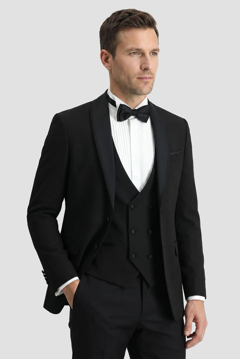 Siyah 7 Drop Slim Fit Dar Kesim Smokin & Damatlık