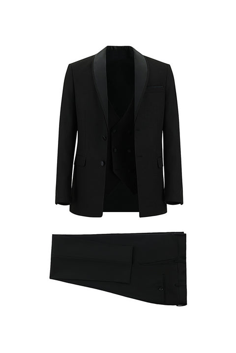 Siyah 7 Drop Slim Fit Dar Kesim Smokin & Damatlık