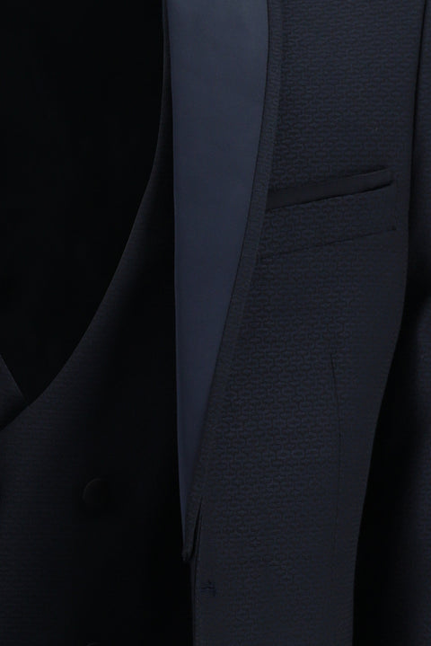 Orta Lacivert 7 Drop Slim Fit Dar Kesim Smokin & Damatlık