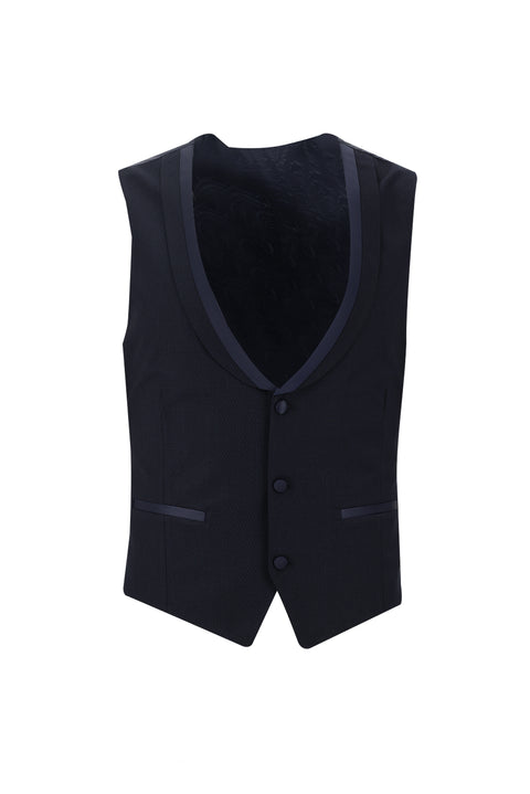 Koyu Lacivert 7 Drop Slim Fit Dar Kesim Şal Yaka Smokin & Damatlık
