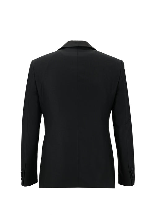 Siyah 7 Drop Slim Fit Dar Kesim Şal Yaka Smokin & Damatlık