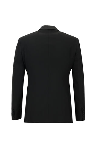  Siyah 7 Drop Slim Fit Dar Kesim Şal Yaka Yünlü Smokin & Damatlık