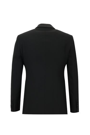  Siyah Slim Fit Dar Kesim Şal Yaka Yünlü Smokin & Damatlık