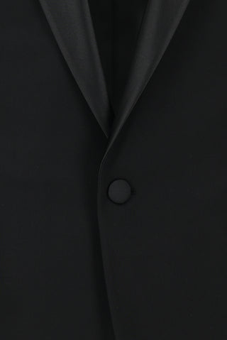  Siyah 7 Drop Slim Fit Dar Kesim Şal Yaka Yünlü Smokin & Damatlık