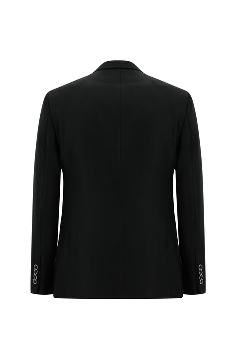 Siyah 7 Drop Slim Fit Dar Kesim Sivri Yaka Yelekli Smokin & Damatlık