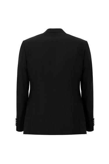 Siyah Slim Fit Dar Kesim Sivri Yaka Yelekli Smokin & Damatlık