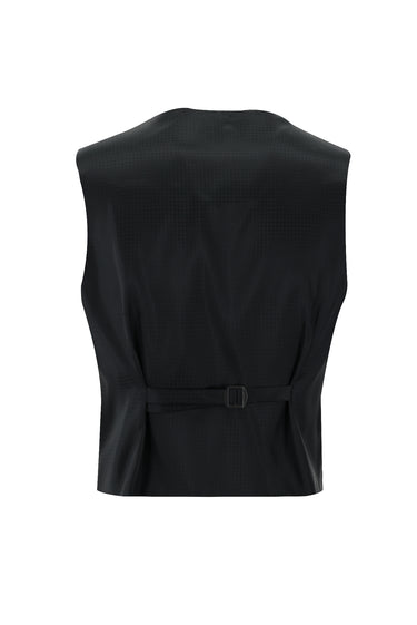 Siyah Slim Fit Dar Kesim Sivri Yaka Yelekli Smokin & Damatlık